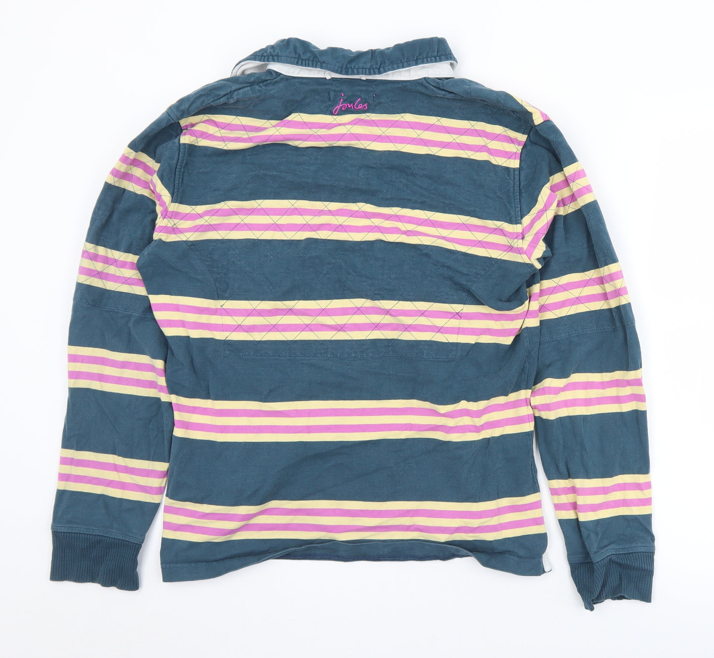 Joules Womens Multicoloured Striped Cotton Jersey Polo Size 16 Collared