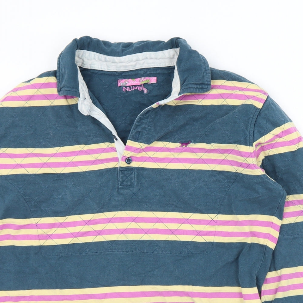 Joules Womens Multicoloured Striped Cotton Jersey Polo Size 16 Collared