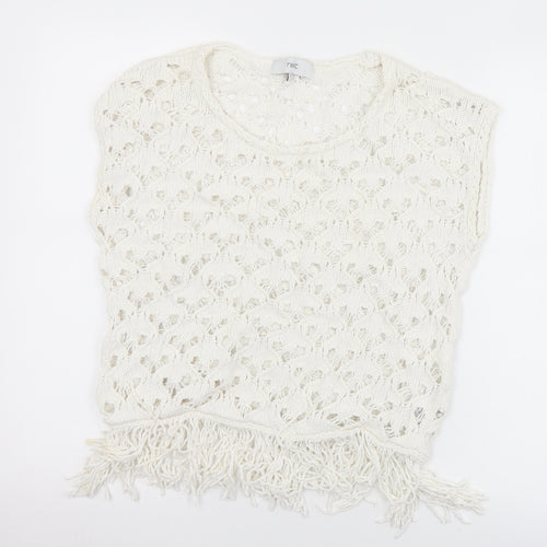 NEXT Womens White Round Neck  Cotton Vest Jumper Size S