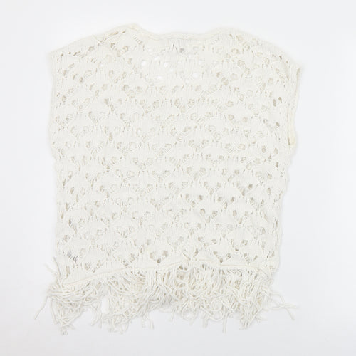 NEXT Womens White Round Neck  Cotton Vest Jumper Size S