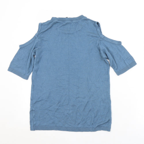 Dorothy Perkins Womens Blue Crew Neck  Acrylic Vest Jumper Size 10