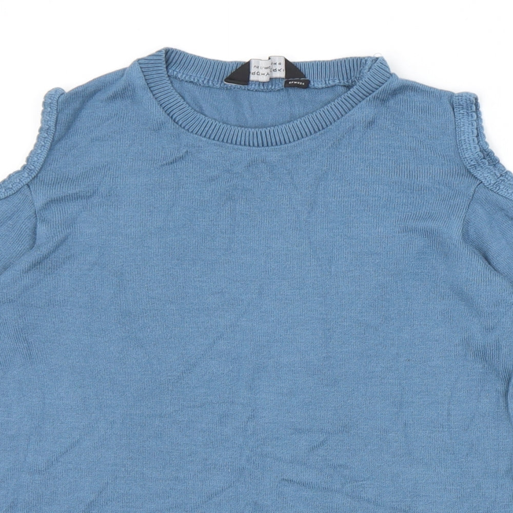 Dorothy Perkins Womens Blue Crew Neck  Acrylic Vest Jumper Size 10