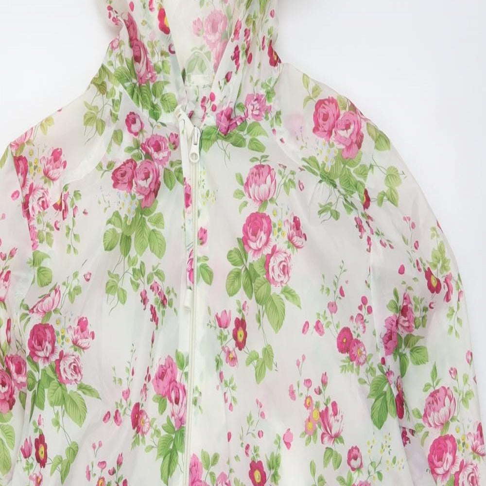 JBC Collection Womens Multicoloured Floral  Rain Coat Jacket Size L  Zip