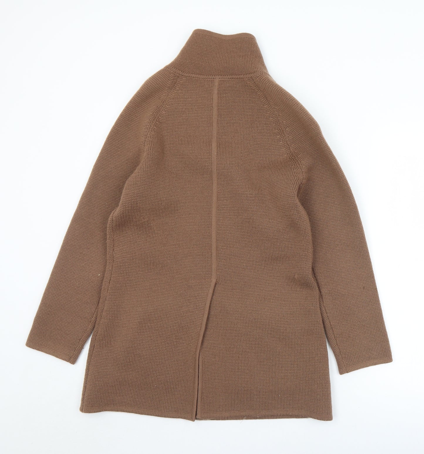 Preworn Womens Brown Collared  Wool Cardigan Jumper Size 12