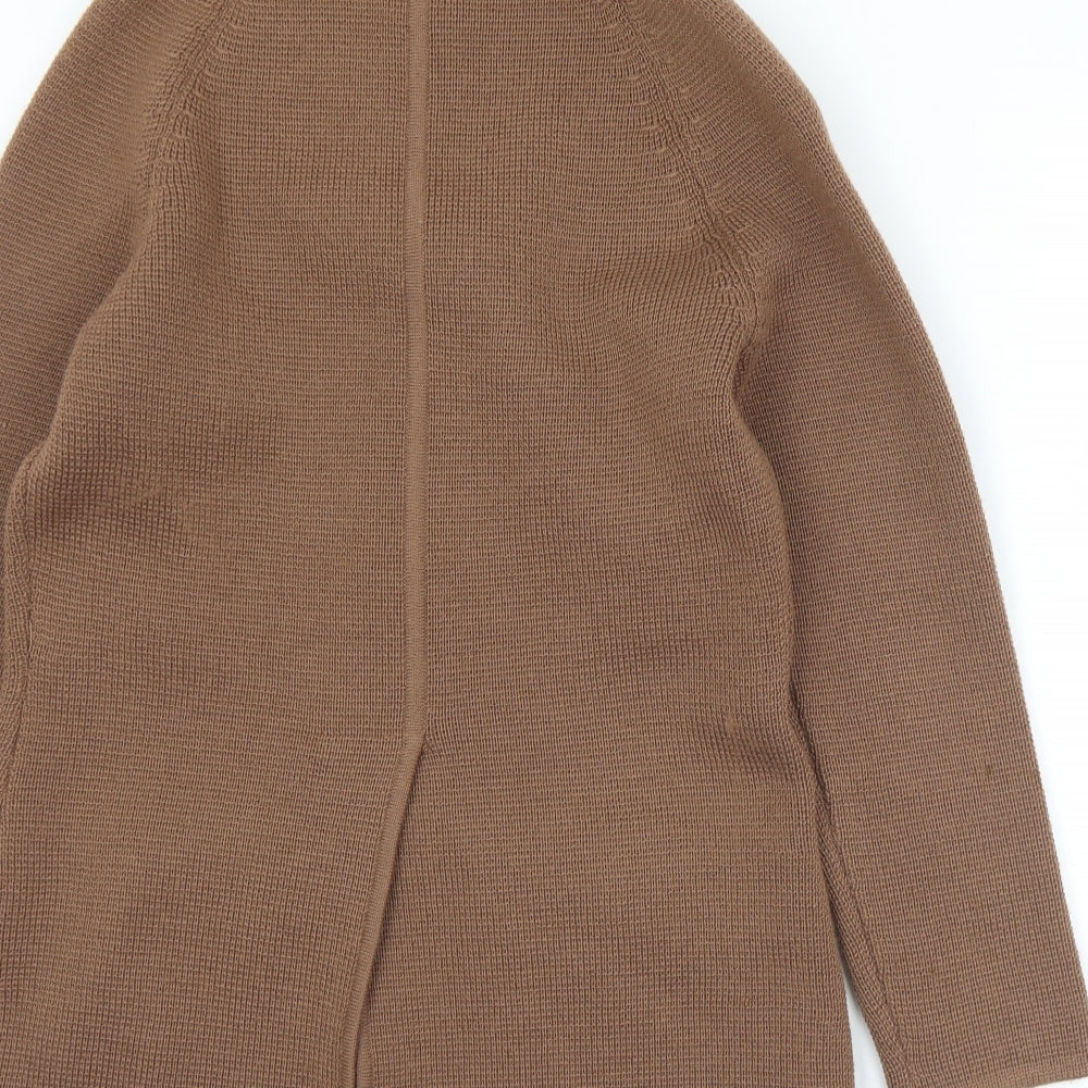 Preworn Womens Brown Collared  Wool Cardigan Jumper Size 12