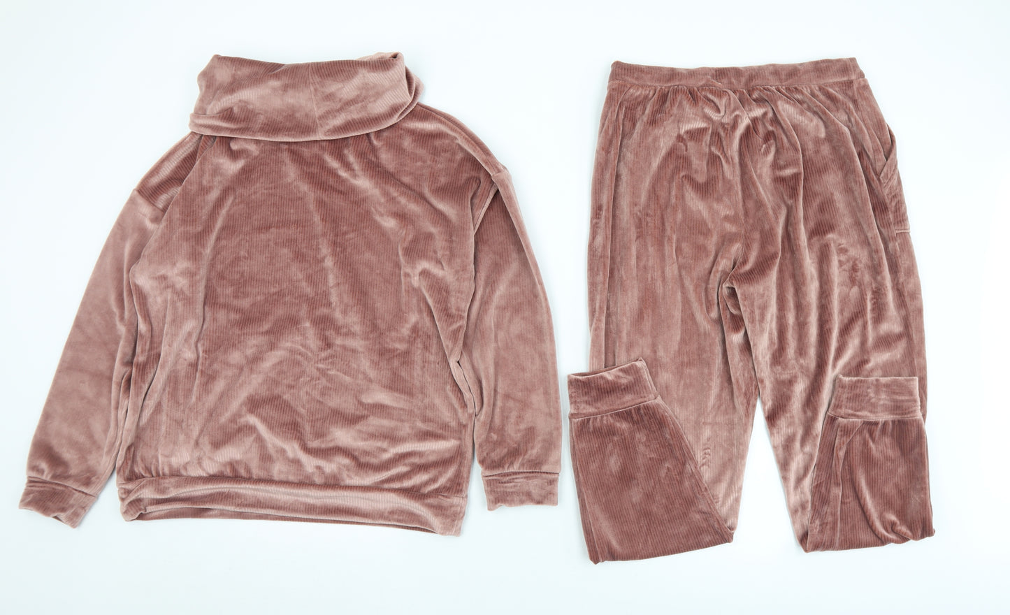 Nutmeg Womens Pink Solid Polyester Top Pyjama Set Size 12  Drawstring - 12-14