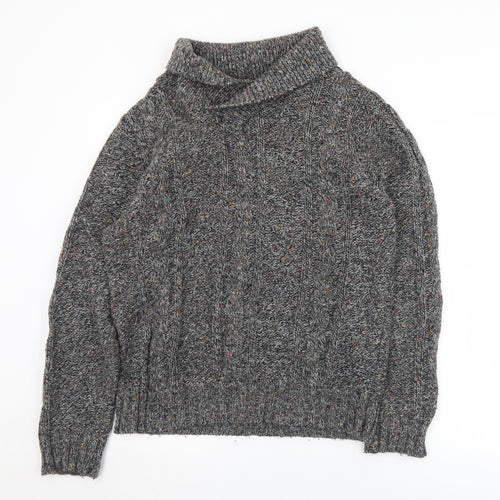Puritan Mens Grey Collared  Acrylic Pullover Jumper Size M