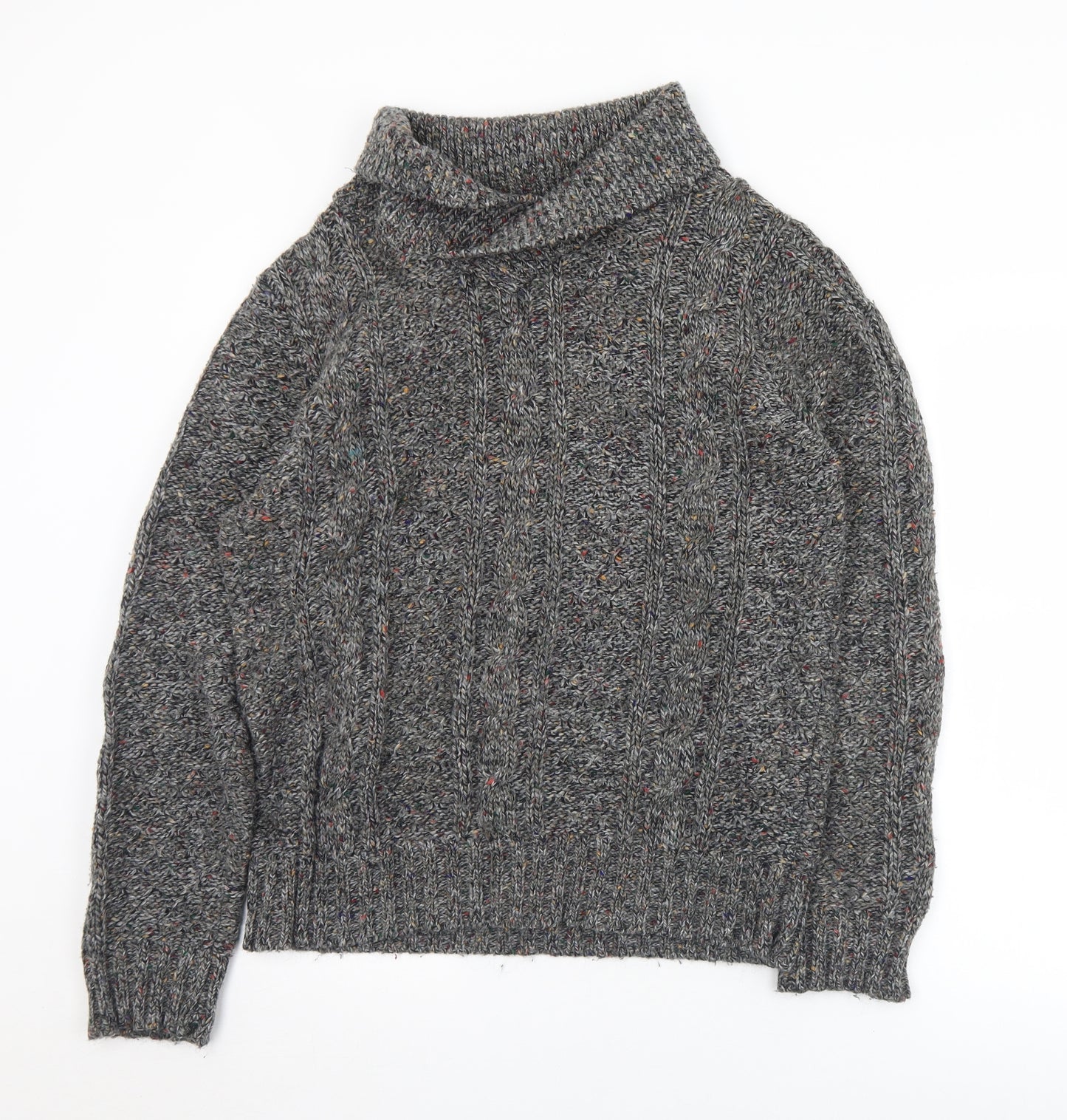Puritan Mens Grey Collared  Acrylic Pullover Jumper Size M
