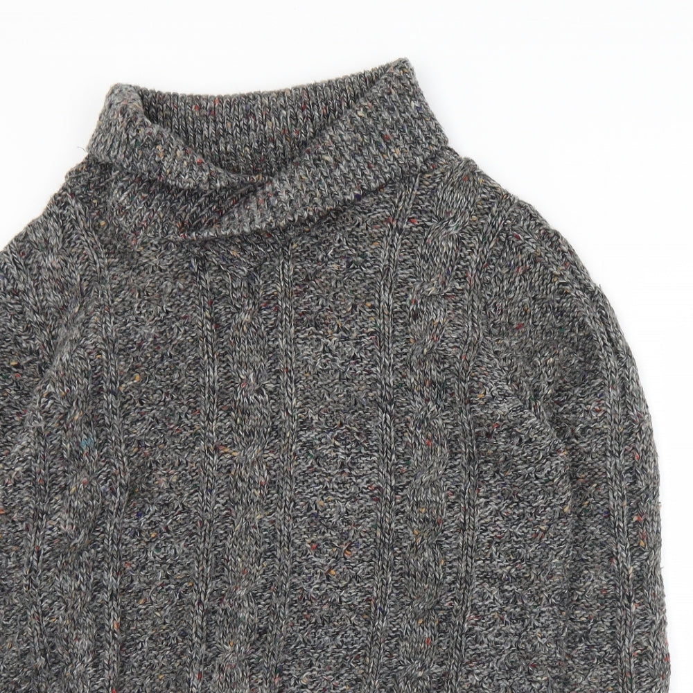 Puritan Mens Grey Collared  Acrylic Pullover Jumper Size M