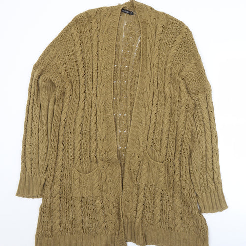 Boohoo Womens Brown Collared  Acrylic Cardigan Jumper Size S   - S/M