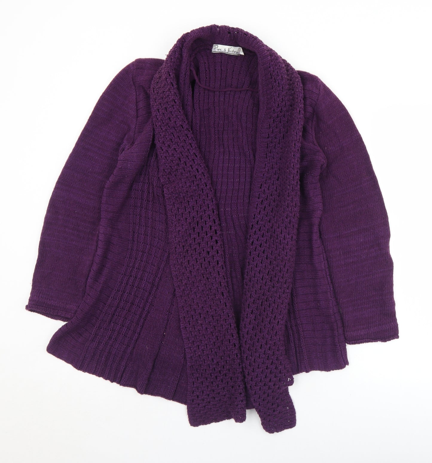 Pure and Natural Womens Purple Collared  Acrylic Cardigan Jumper Size XL