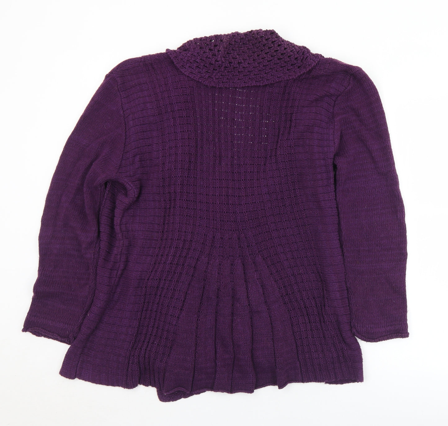 Pure and Natural Womens Purple Collared  Acrylic Cardigan Jumper Size XL