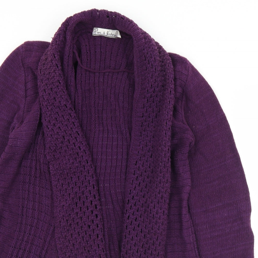 Pure and Natural Womens Purple Collared  Acrylic Cardigan Jumper Size XL