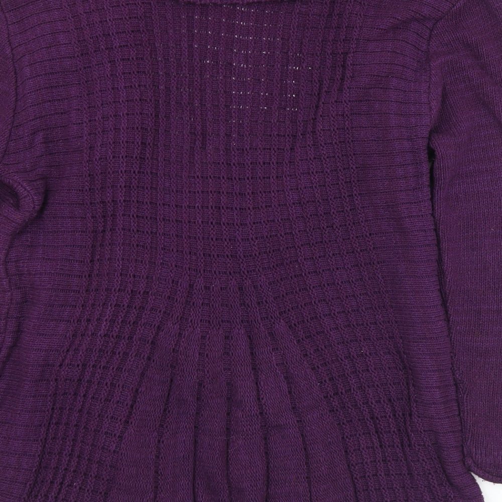 Pure and Natural Womens Purple Collared  Acrylic Cardigan Jumper Size XL