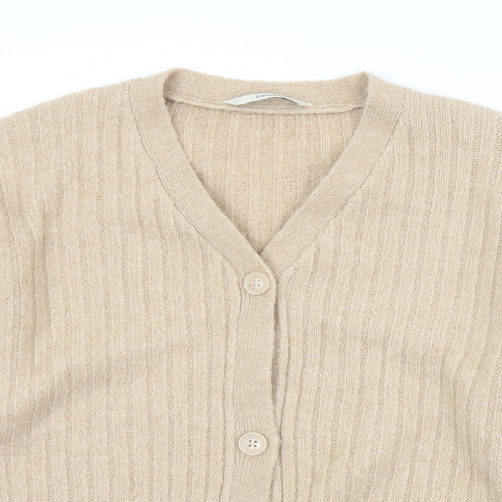 George Girls Brown V-Neck  Acrylic Cardigan Jumper Size 12-13 Years  Button