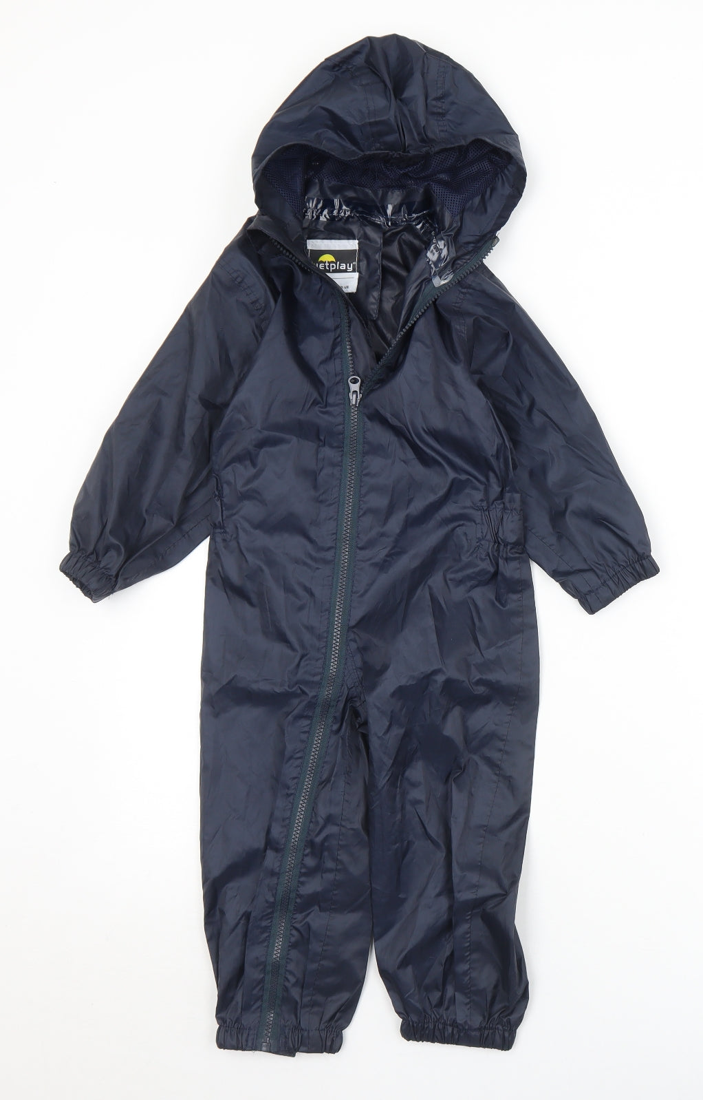 Wet Play Boys Blue   Rain Coat Coat Size 2-3 Years  Zip - All in one