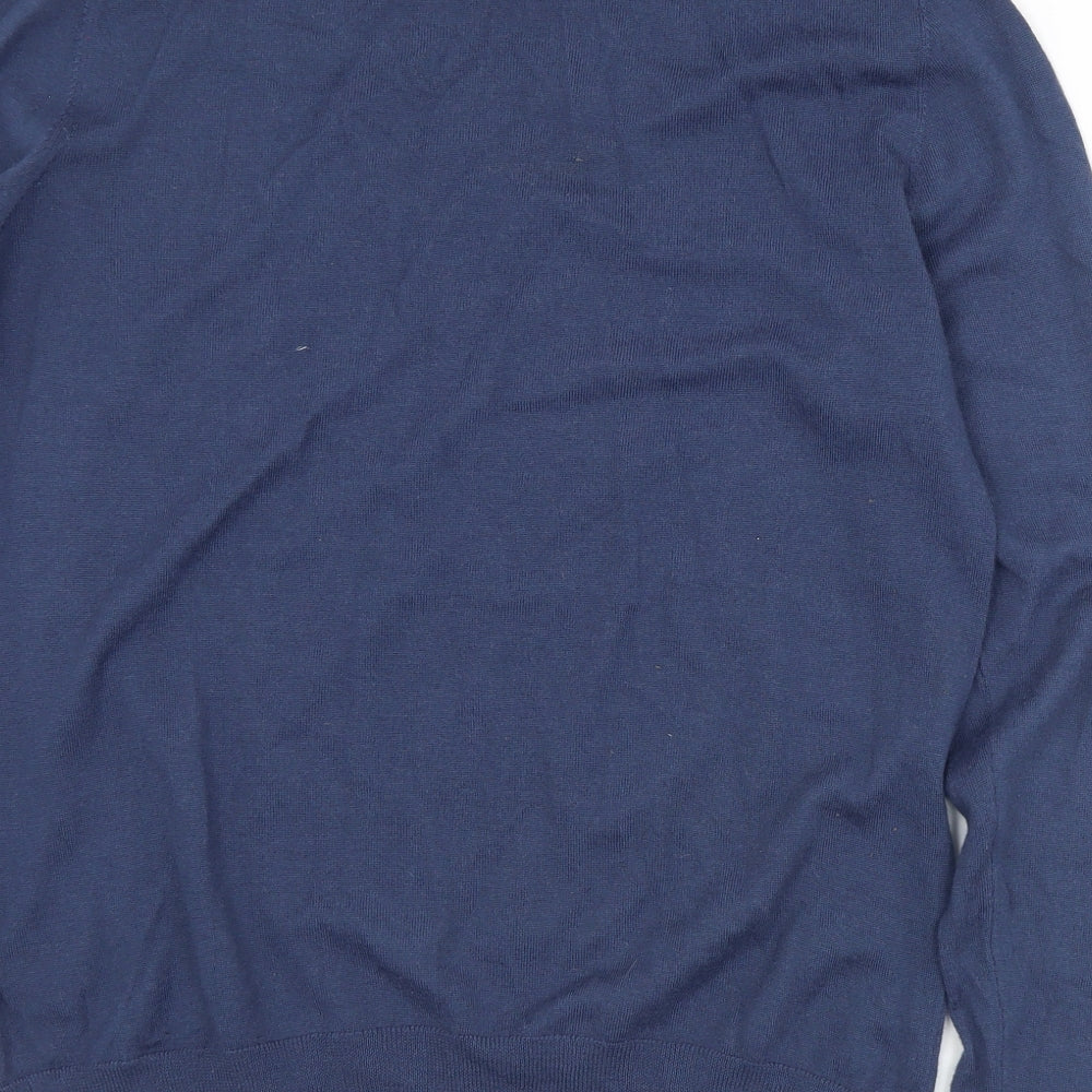Lachlan Mens Blue V-Neck  Acrylic Pullover Jumper Size L