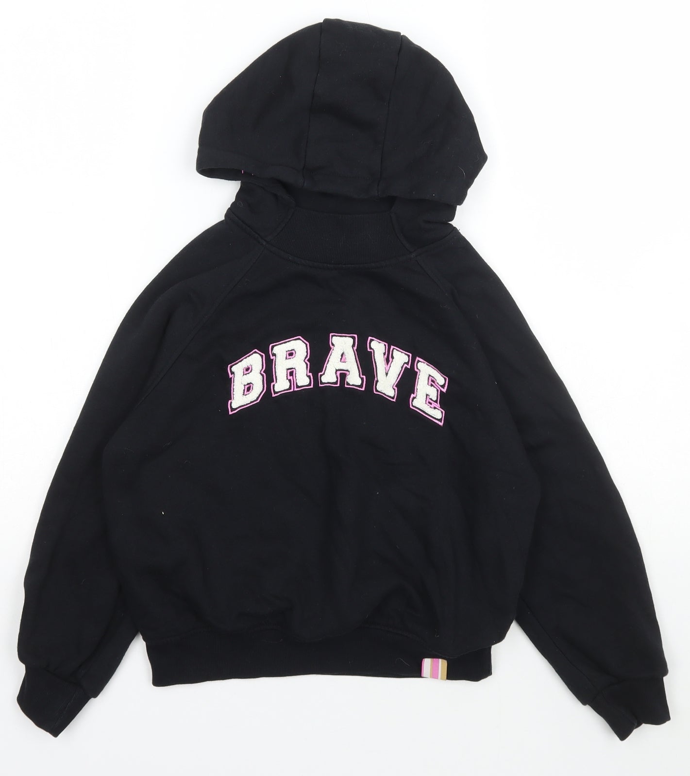 Primark Girls Black  Cotton Pullover Hoodie Size 9-10 Years  Pullover - Brave