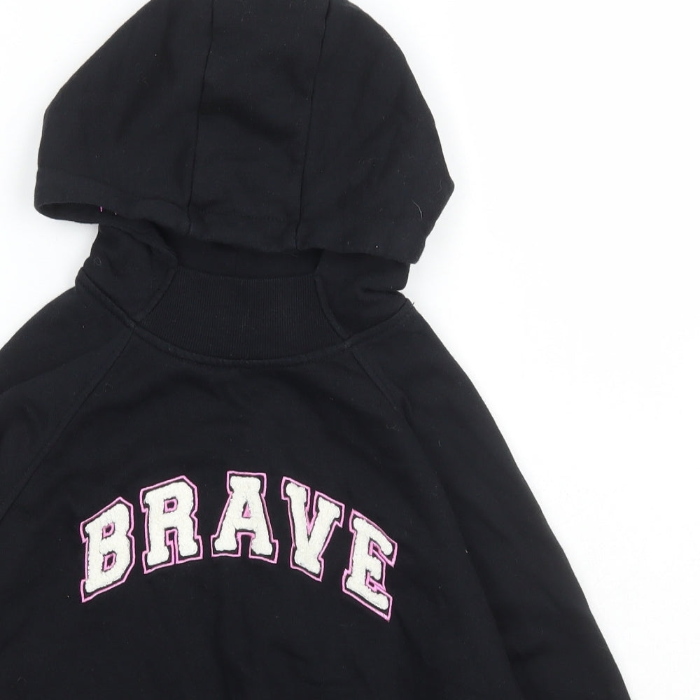 Primark Girls Black  Cotton Pullover Hoodie Size 9-10 Years  Pullover - Brave