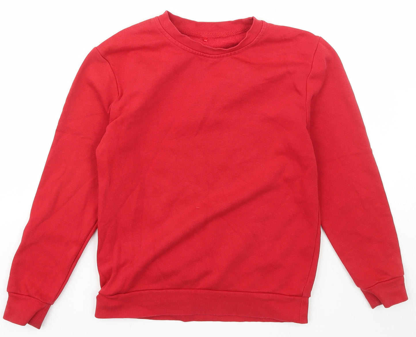 George Girls Red Crew Neck  Cotton Pullover Jumper Size 9-10 Years  Pullover