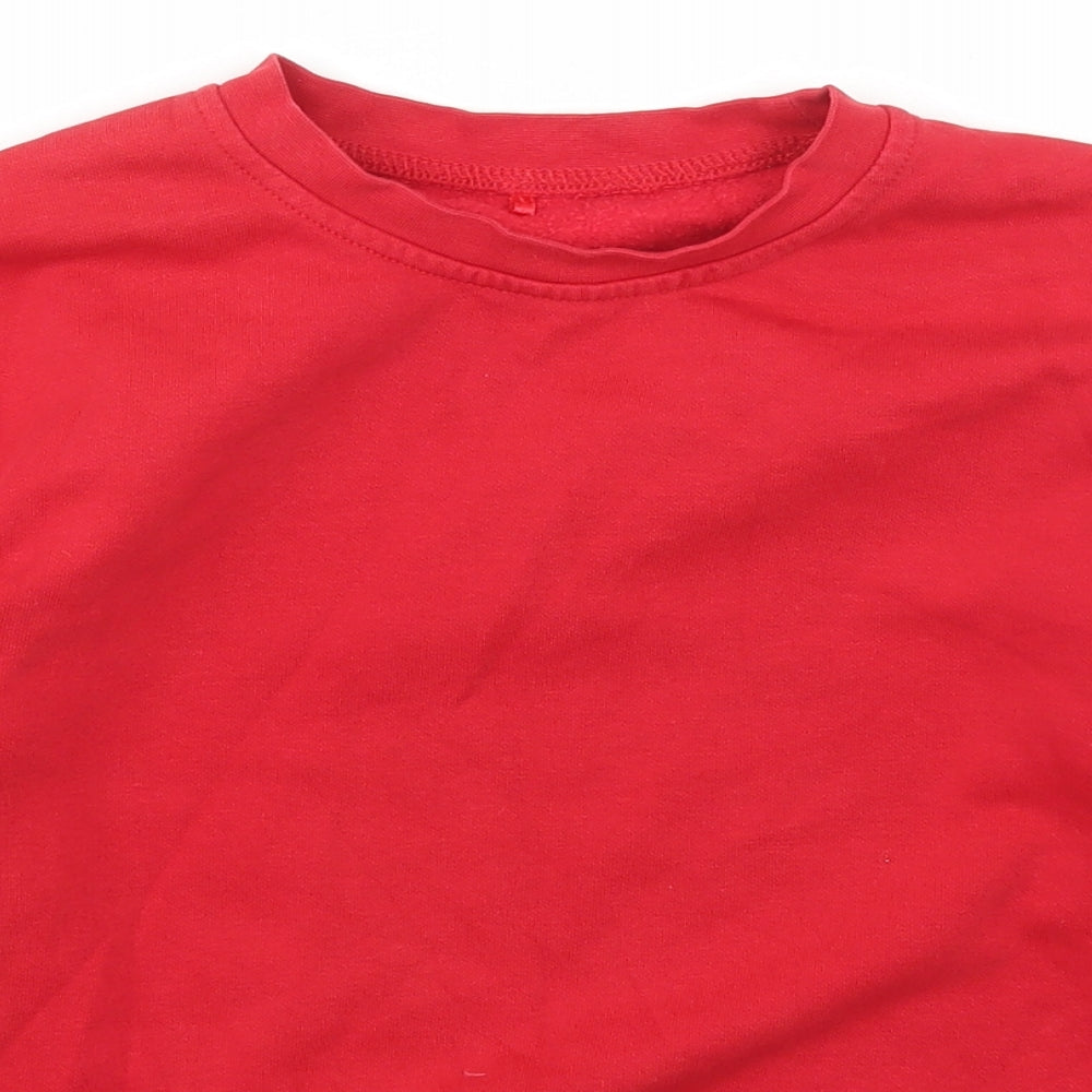 George Girls Red Crew Neck  Cotton Pullover Jumper Size 9-10 Years  Pullover