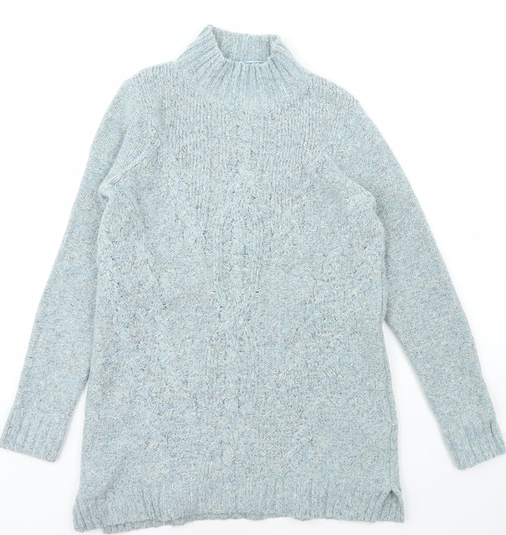 M&Co Womens Blue Collared  Polyester Pullover Jumper Size 12
