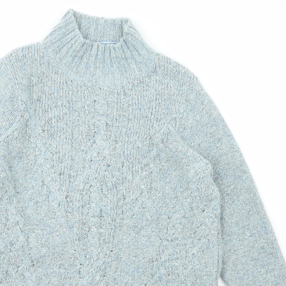 M&Co Womens Blue Collared  Polyester Pullover Jumper Size 12