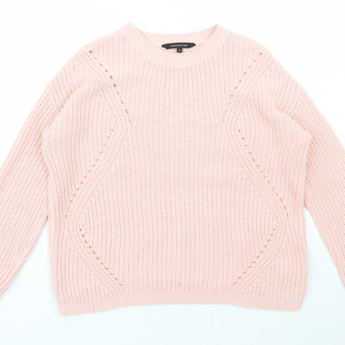 Peacocks Womens Pink Scoop Neck  Acrylic Pullover Jumper Size S
