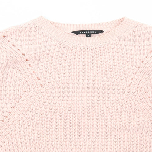 Peacocks Womens Pink Scoop Neck  Acrylic Pullover Jumper Size S