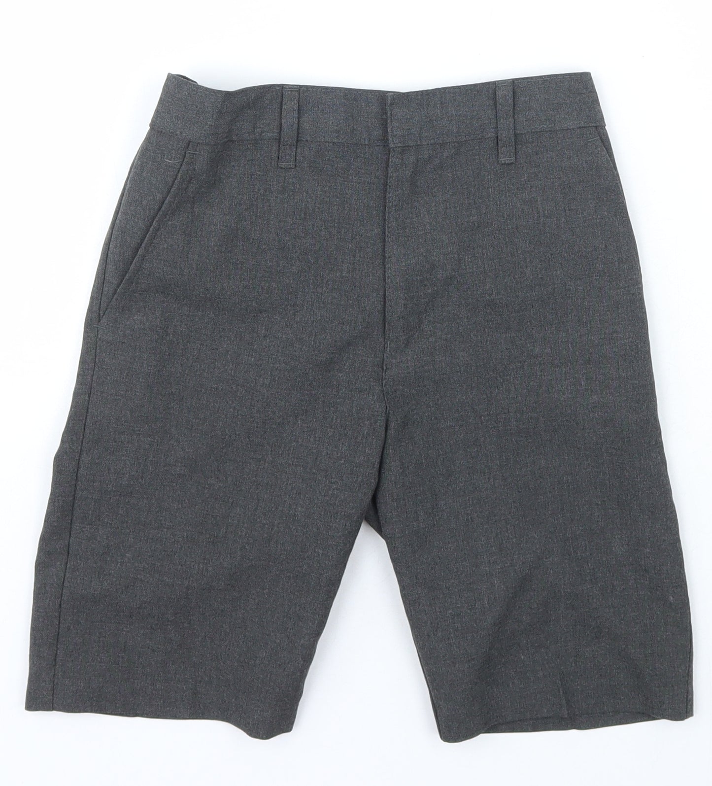 Marks and Spencer Boys Grey  Polyester Chino Shorts Size 5-6 Years  Regular Hook & Eye - school
