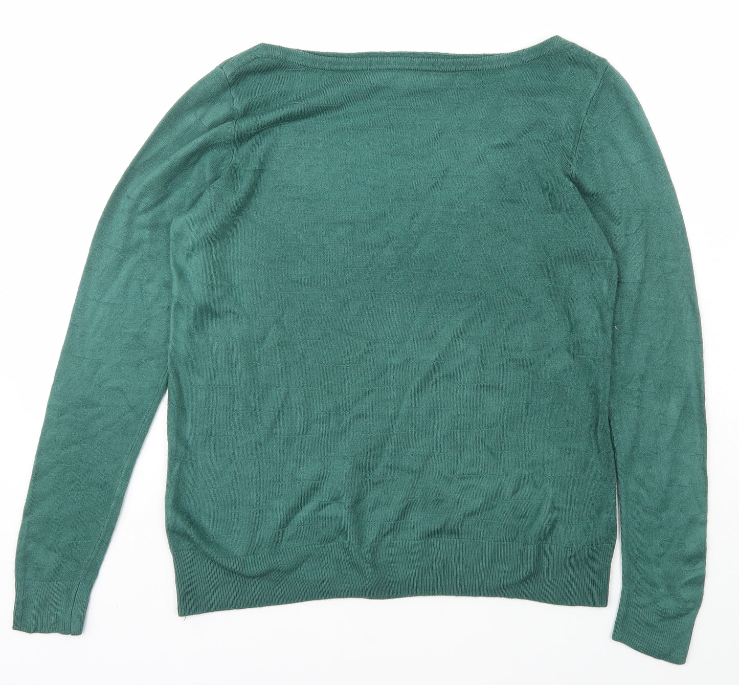 Vida Vi Womens Green Boat Neck  Acrylic Pullover Jumper Size M