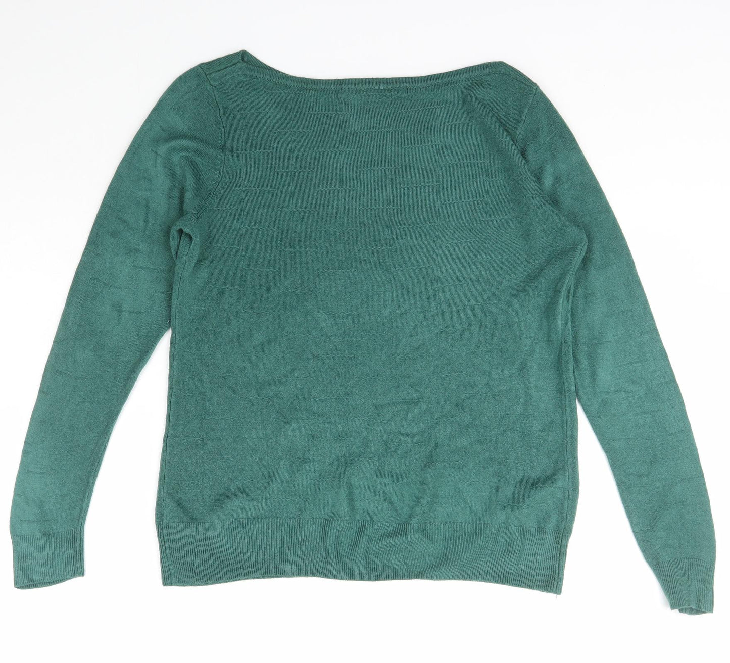Vida Vi Womens Green Boat Neck  Acrylic Pullover Jumper Size M
