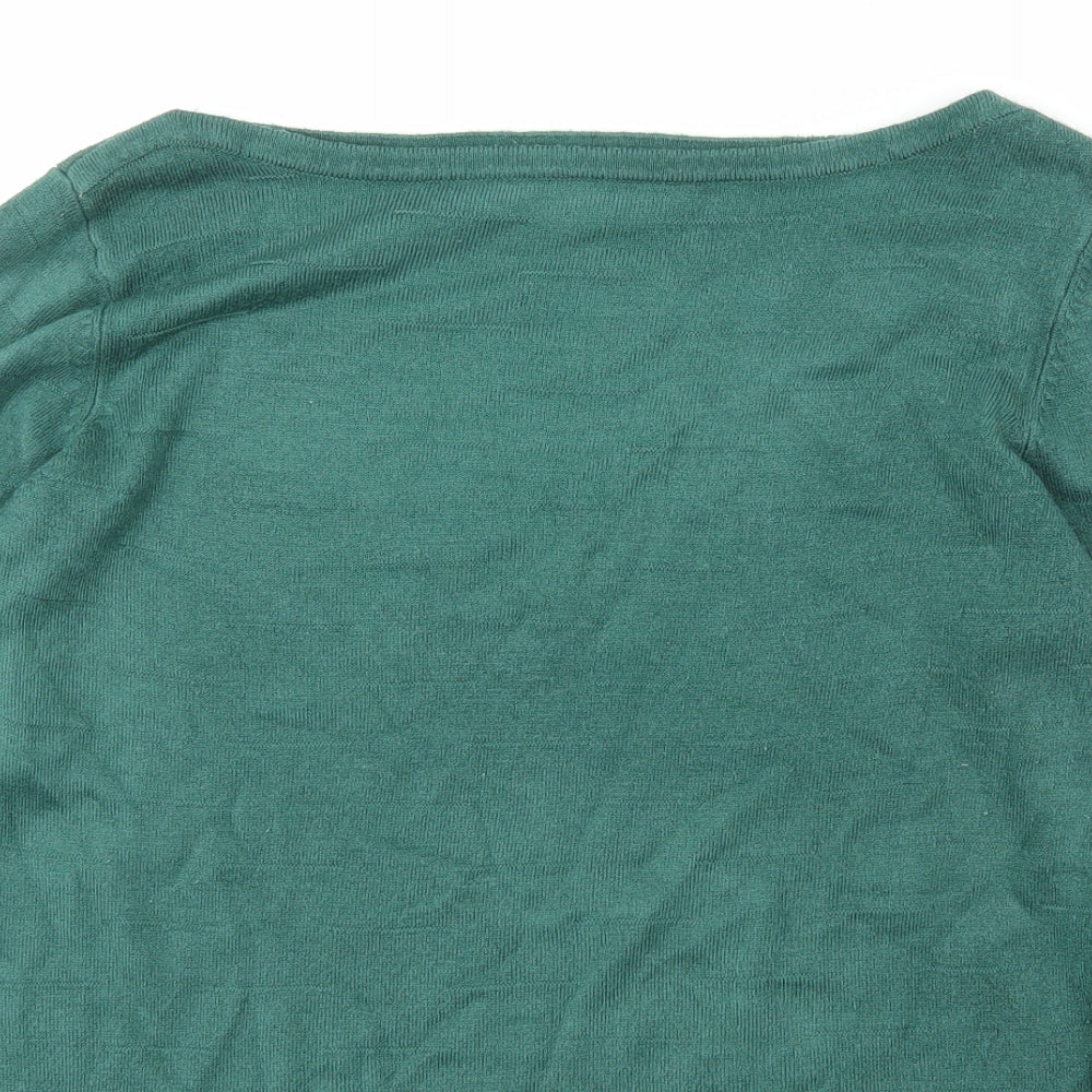 Vida Vi Womens Green Boat Neck  Acrylic Pullover Jumper Size M