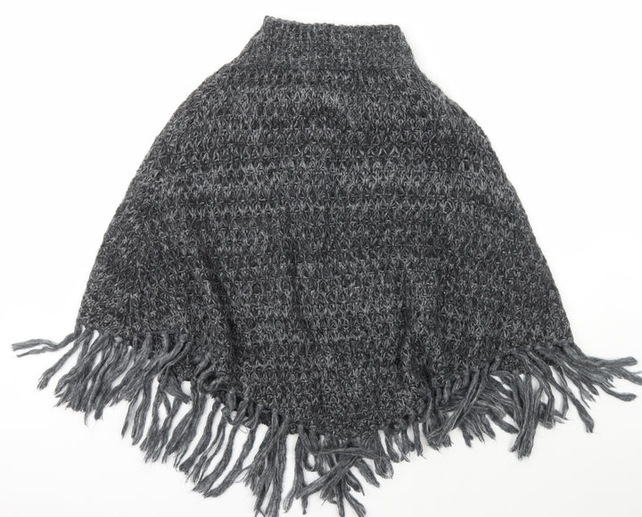 Per Una Womens Grey Roll Neck Acrylic Cape Jumper One Size