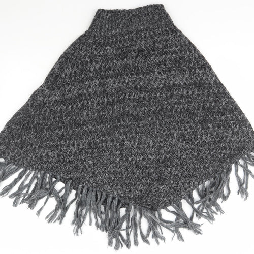 Per Una Womens Grey Roll Neck  Acrylic Cape Jumper One Size