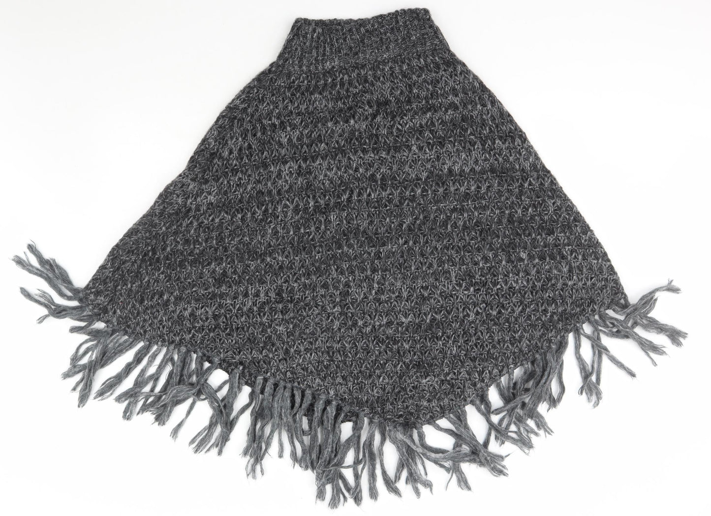 Per Una Womens Grey Roll Neck  Acrylic Cape Jumper One Size