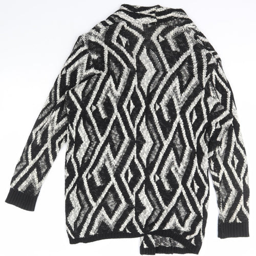 Roman Womens Black Collared Herringbone Acrylic Cardigan Jumper Size 22