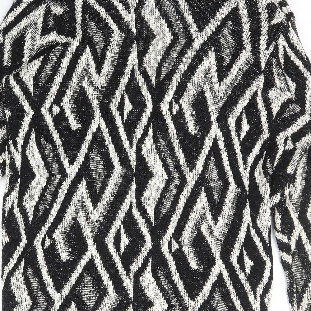 Roman Womens Black Collared Herringbone Acrylic Cardigan Jumper Size 22