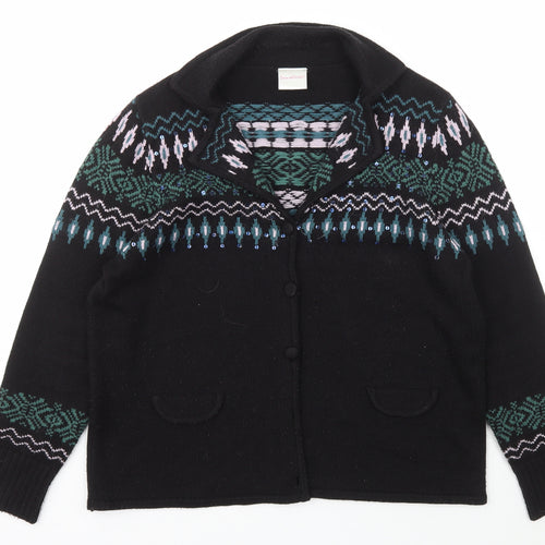 Casual Comfort Womens Black Collared  Acrylic Cardigan Jumper Size 18
