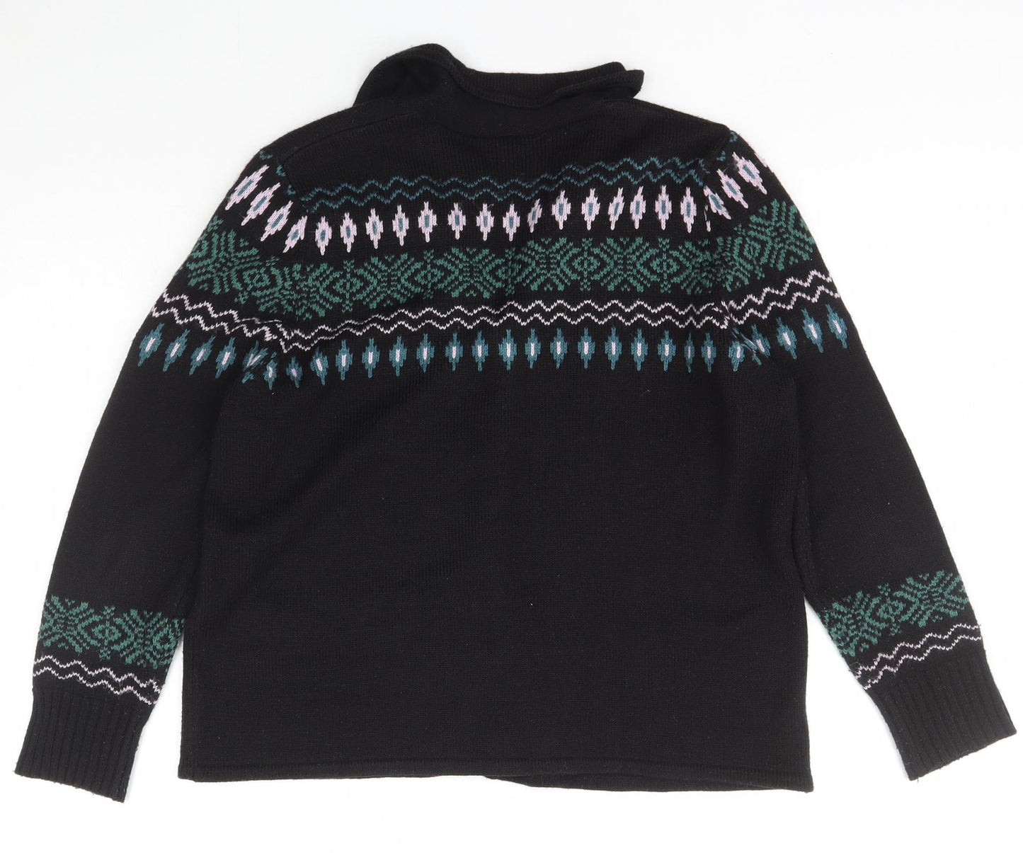 Casual Comfort Womens Black Collared  Acrylic Cardigan Jumper Size 18