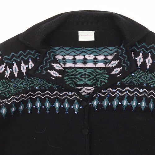 Casual Comfort Womens Black Collared  Acrylic Cardigan Jumper Size 18