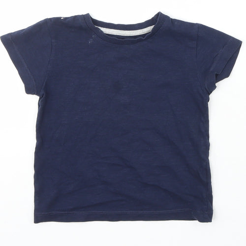 Matalan Boys Blue  Cotton Basic T-Shirt Size 2-3 Years Crew Neck Pullover