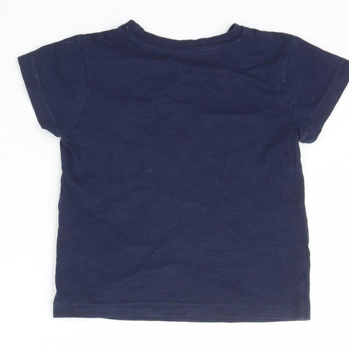 Matalan Boys Blue  Cotton Basic T-Shirt Size 2-3 Years Crew Neck Pullover