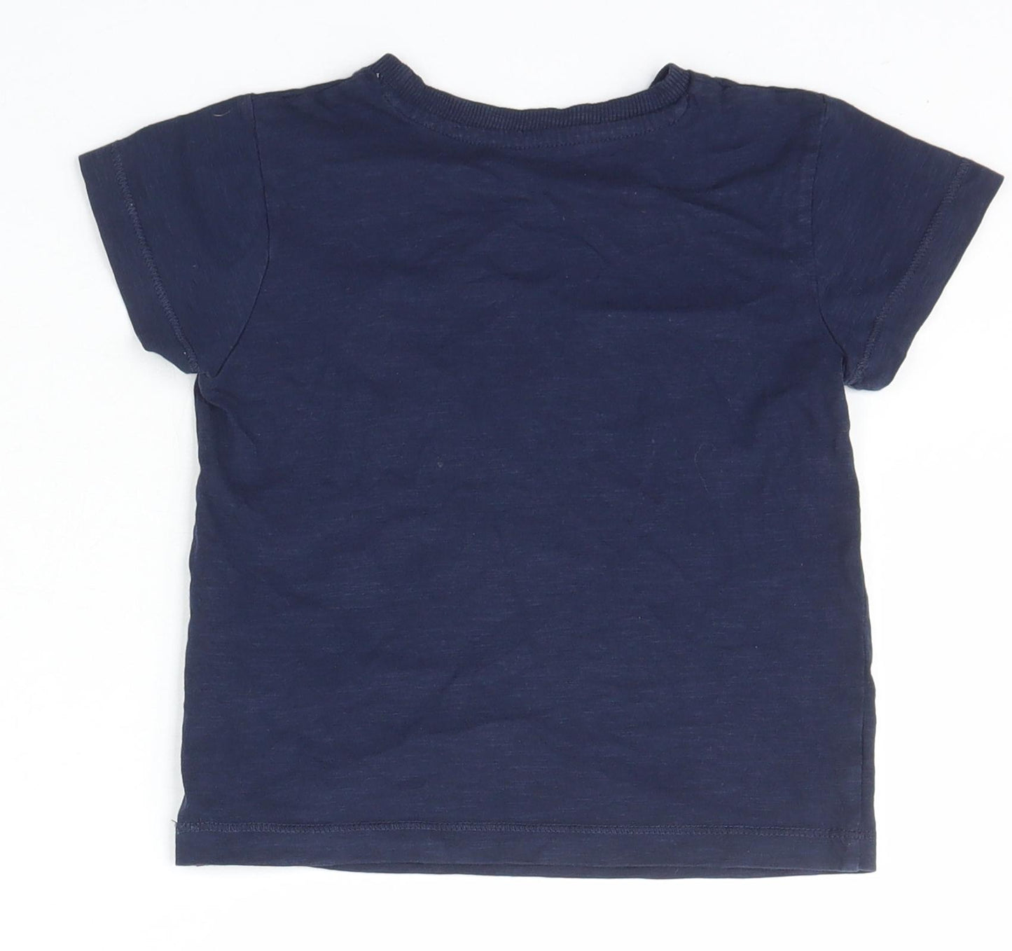 Matalan Boys Blue  Cotton Basic T-Shirt Size 2-3 Years Crew Neck Pullover
