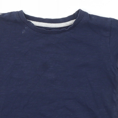 Matalan Boys Blue  Cotton Basic T-Shirt Size 2-3 Years Crew Neck Pullover