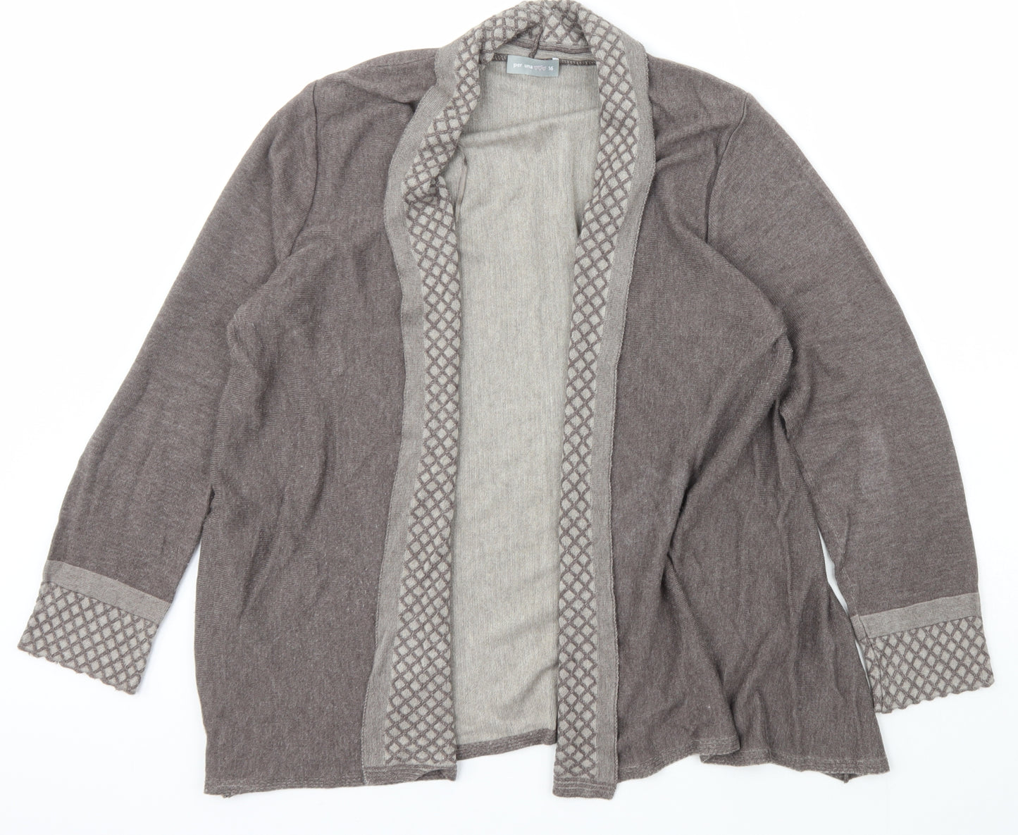 Per Una Womens Brown Collared  Viscose Cardigan Jumper Size 16