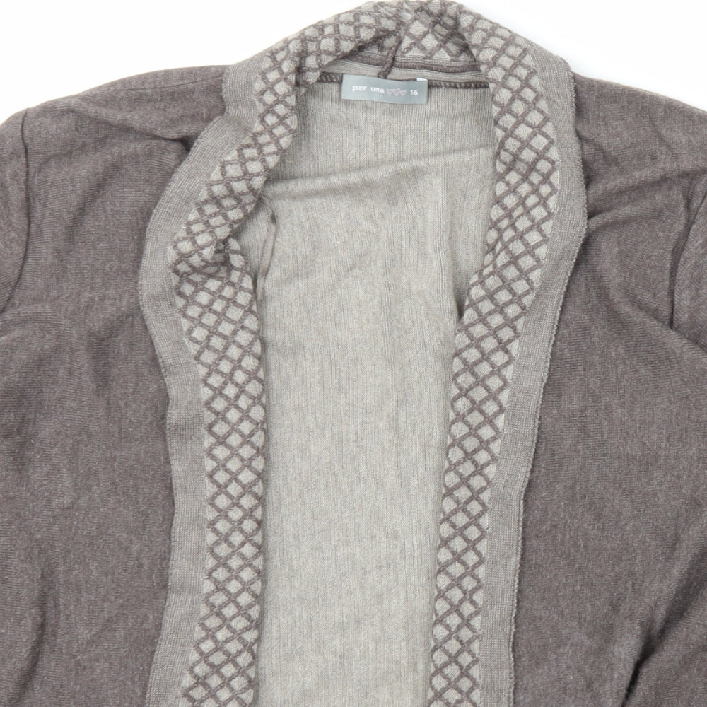 Per Una Womens Brown Collared  Viscose Cardigan Jumper Size 16
