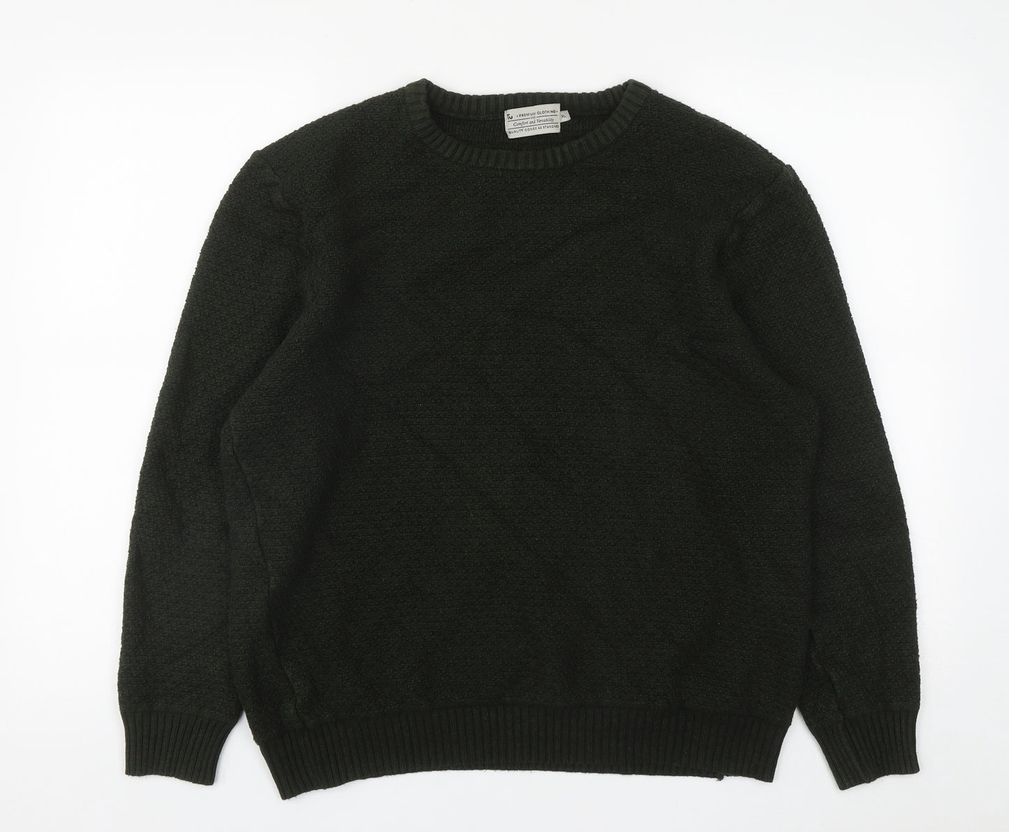 TU Mens Green Round Neck  Acrylic Pullover Jumper Size XL