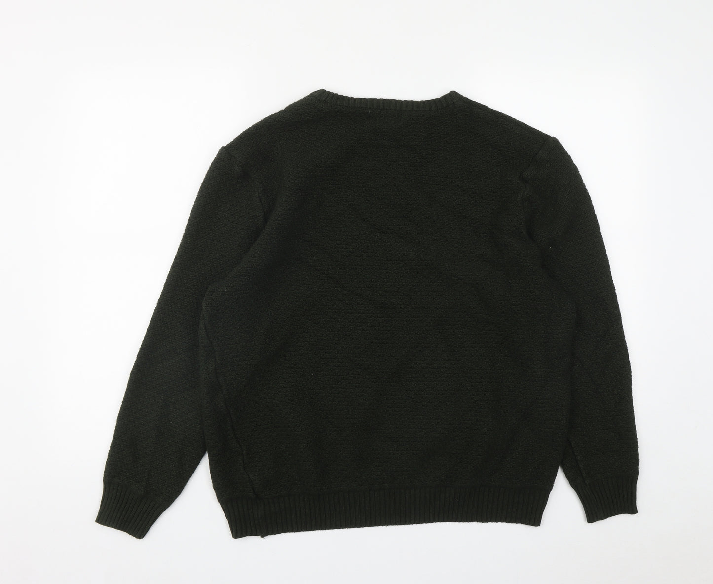 TU Mens Green Round Neck  Acrylic Pullover Jumper Size XL