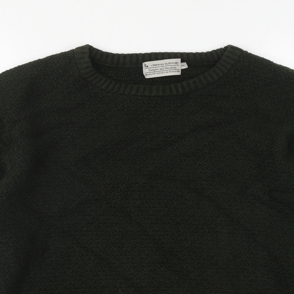 TU Mens Green Round Neck  Acrylic Pullover Jumper Size XL
